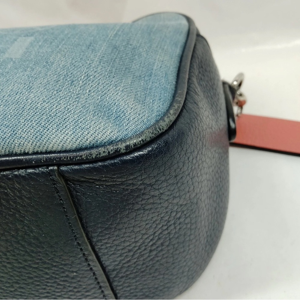 Authentic Coach Blue Denim crossbody Bag with Coral Strap - Picture 10 of 17